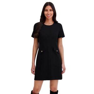 London Times Blare Black Short Sleeve Mini Dress. Sz: XL